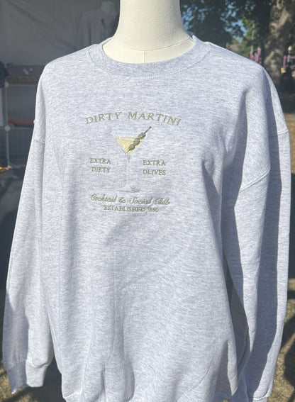 Embroidered Dirty Martini Cocktail & Social Club Crew Sweatshirt