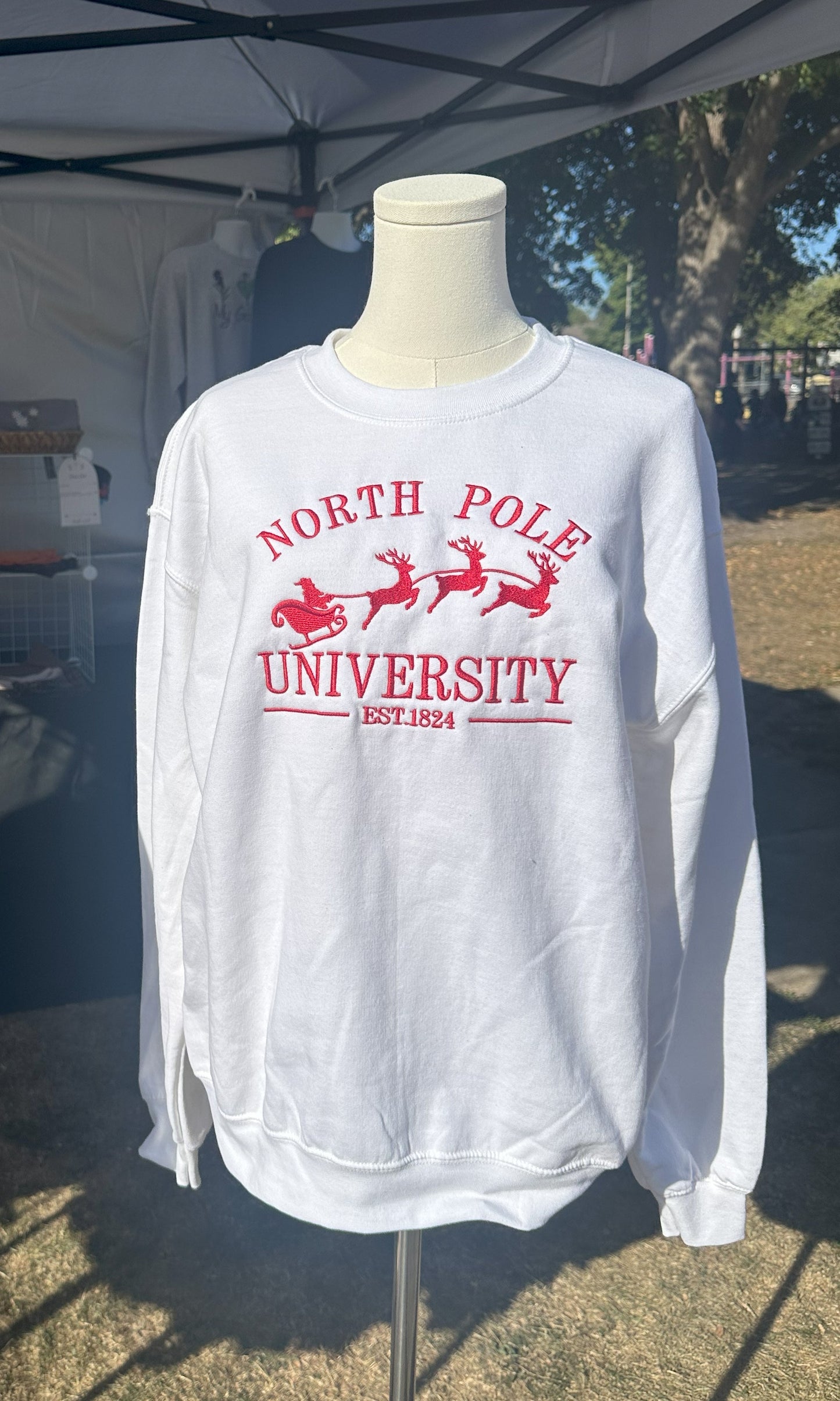 Embroidered North Pole University Crew Sweatshirt