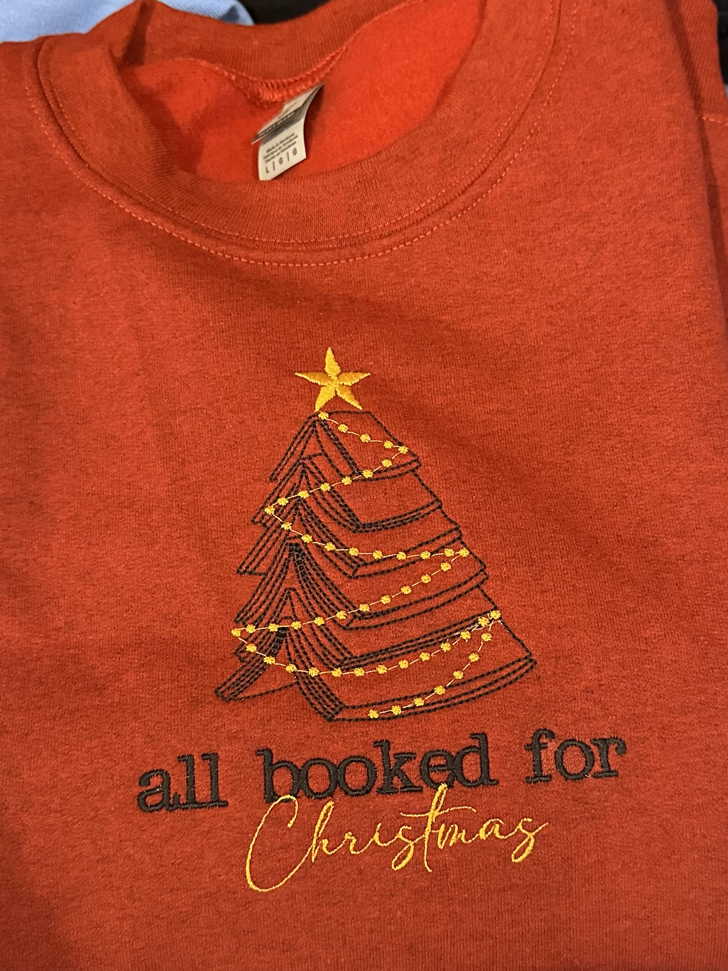 Embroidered All Booked For Christmas Crew Sweatshirt