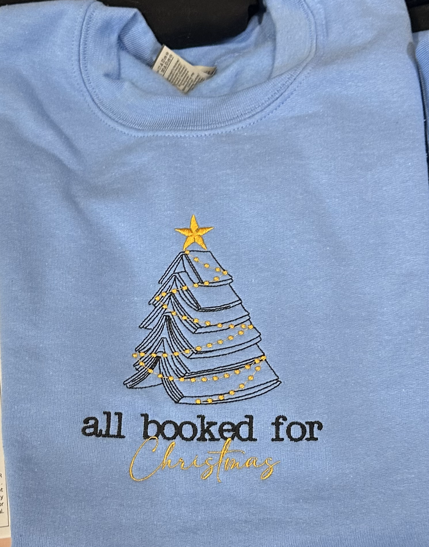 Embroidered All Booked For Christmas Crew Sweatshirt