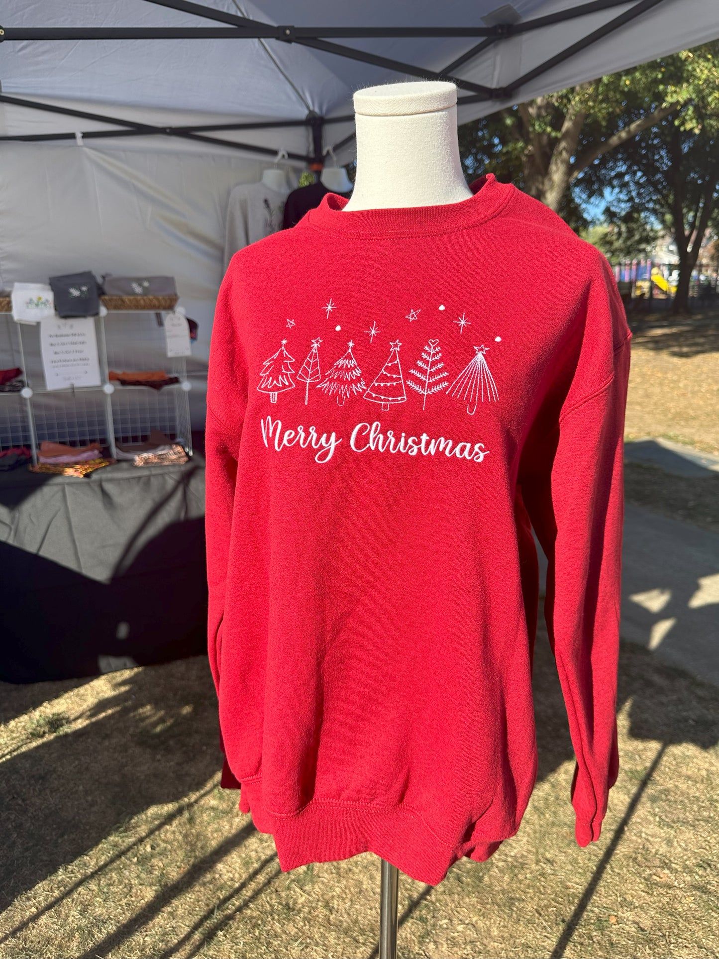 Embroidered Merry Christmas Crew Sweatshirt