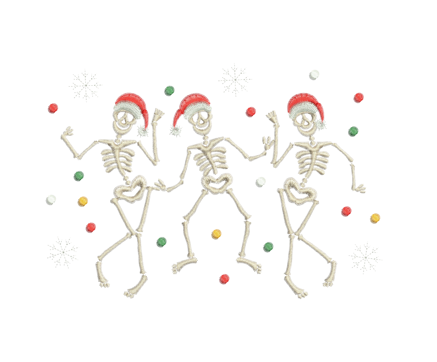 Embroidered Dancing Christmas Skeletons Hoodie