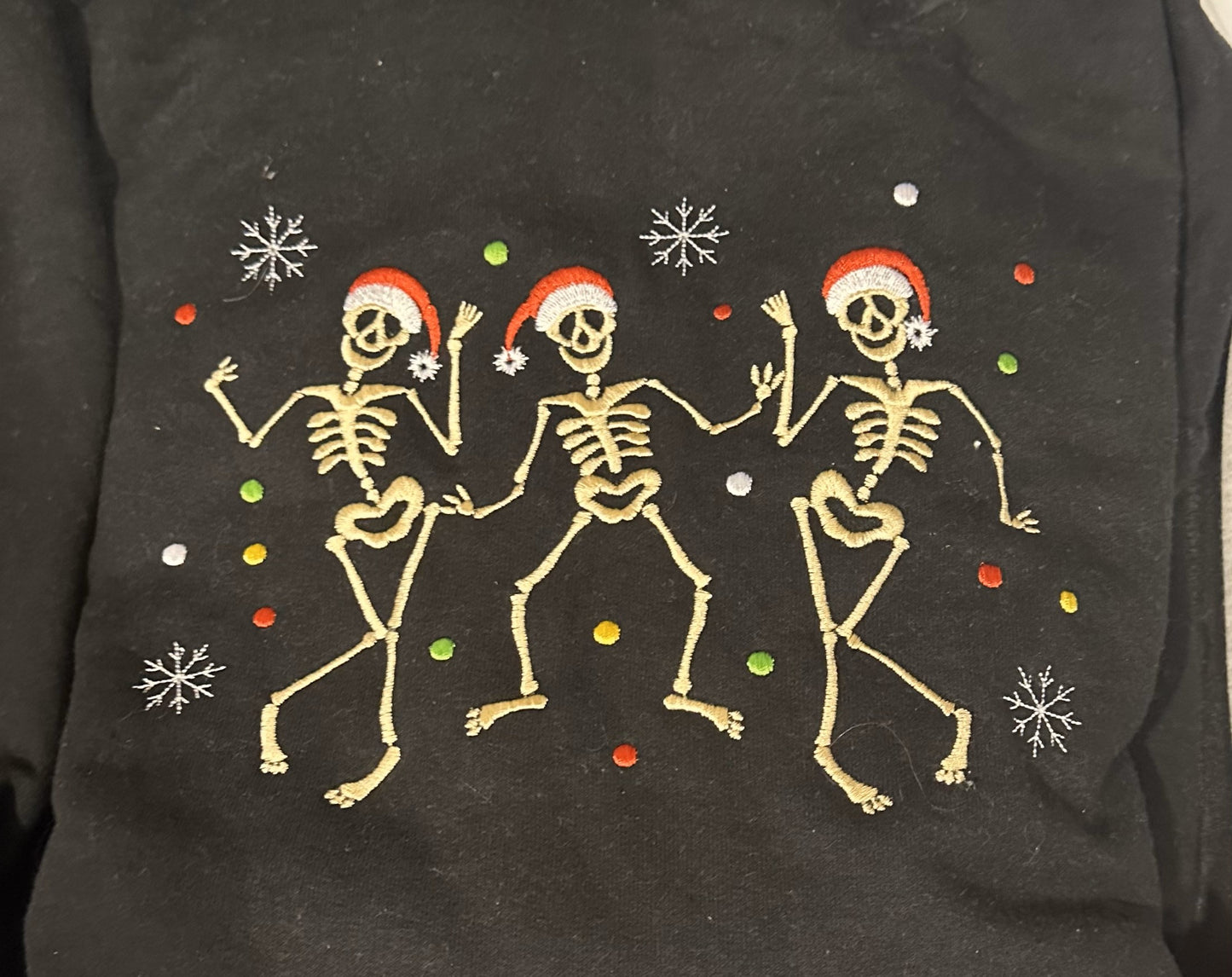 Embroidered Dancing Christmas Skeletons Hoodie